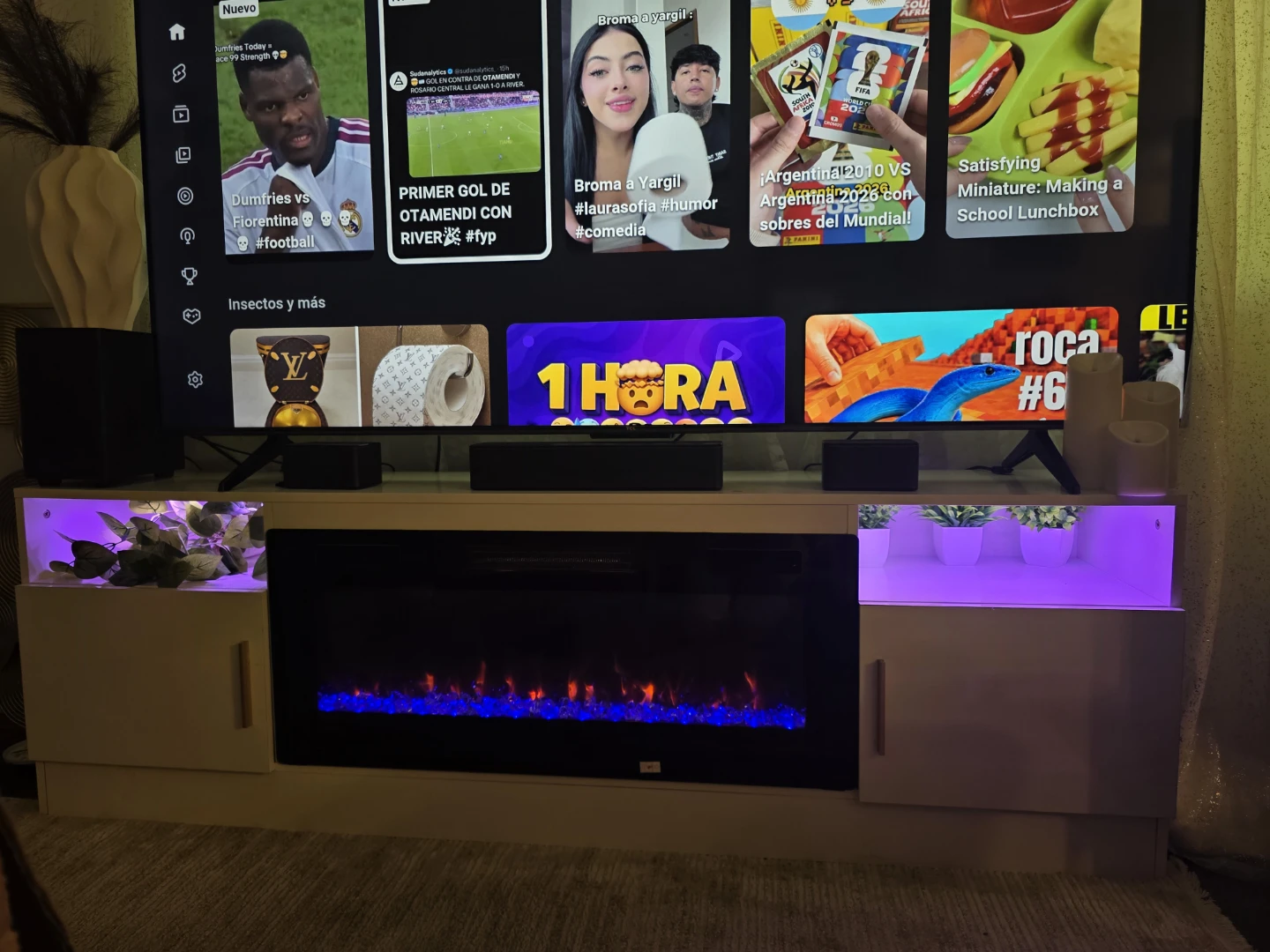 White Entertainment Center with Electric Fireplace - photo 2