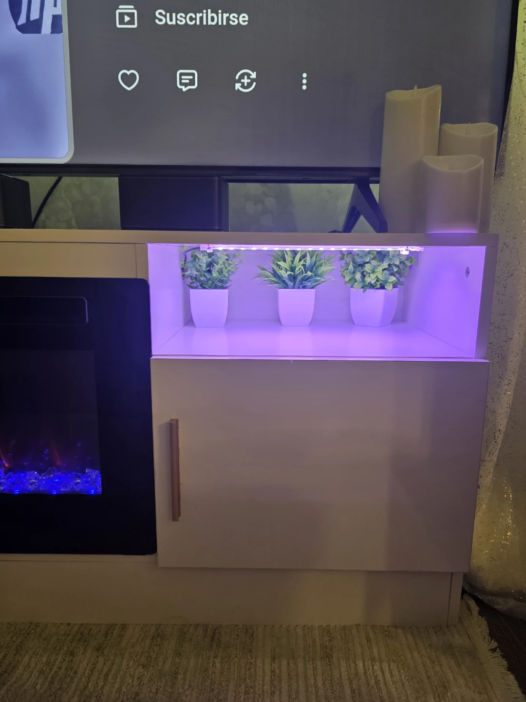 White Entertainment Center with Electric Fireplace - photo 3
