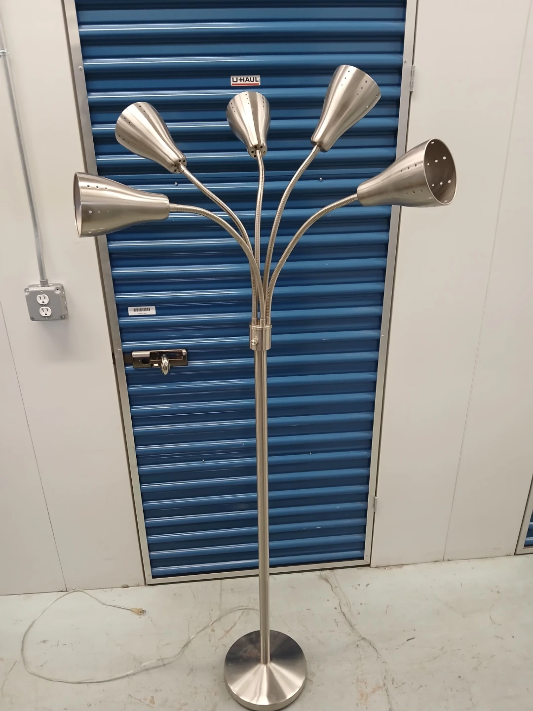 Floor Lamp brushed steel 5 adjustable lights brightness