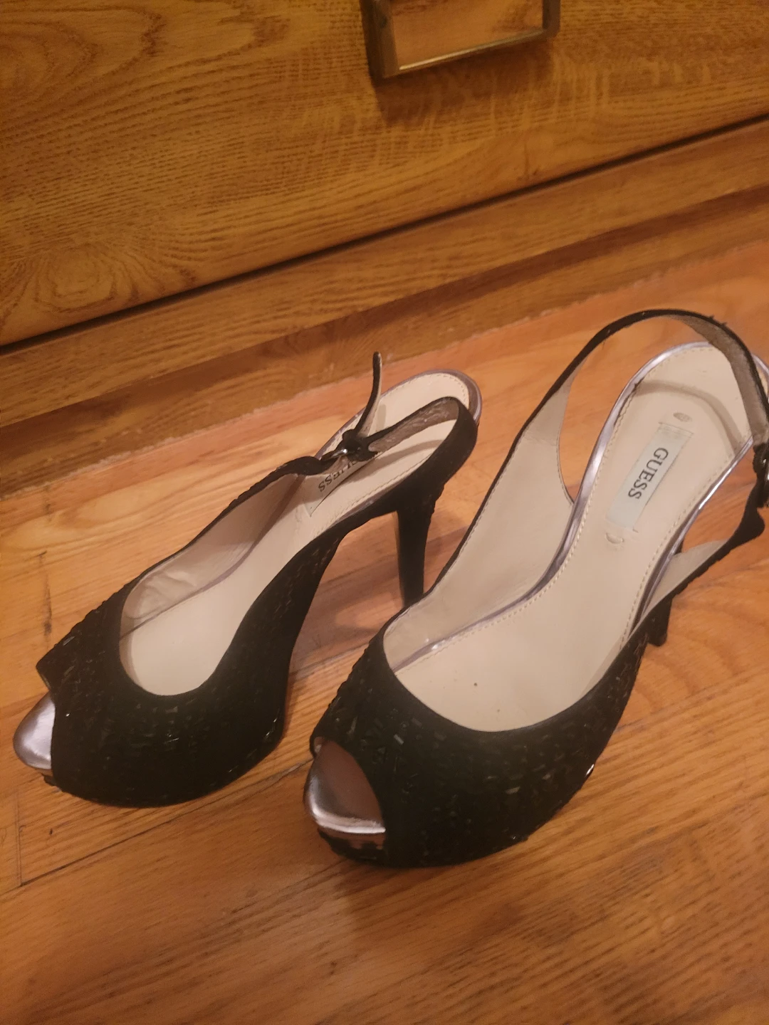 Guess Black Peep-Toe Heels - photo 4