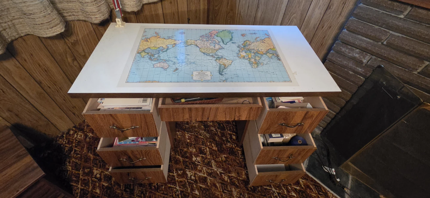 Desk with map