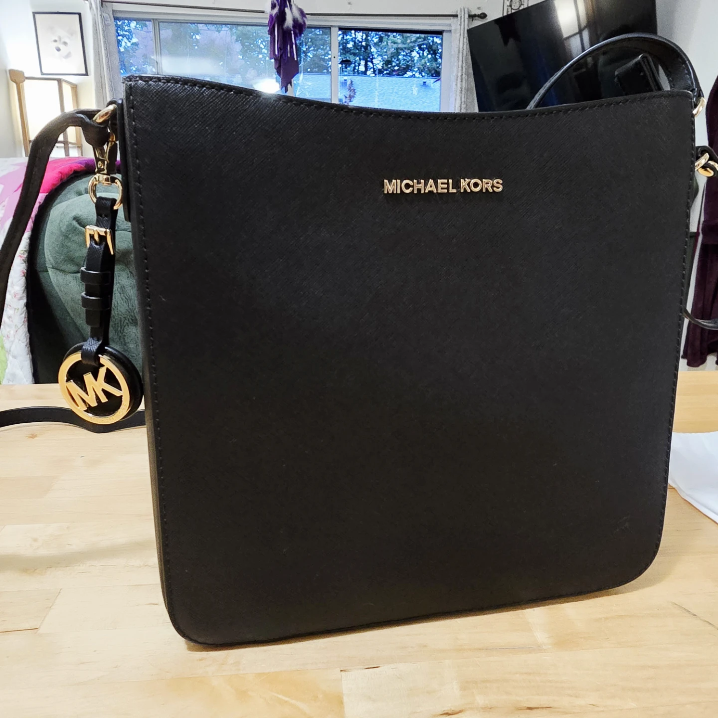Michael Kors Black Leather Crossbody Bag with Dust Bag
