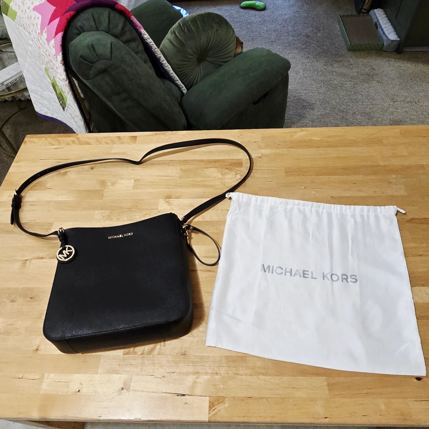 Michael Kors Black Leather Crossbody Bag with Dust Bag - photo 2