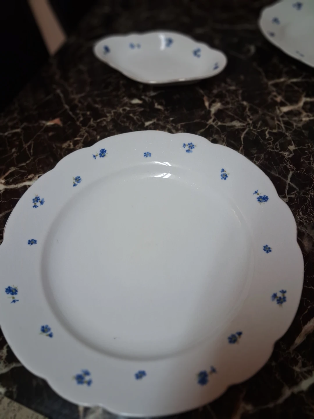 Bavaria Porcelain Serving Dish with Blue Flowers - photo 2