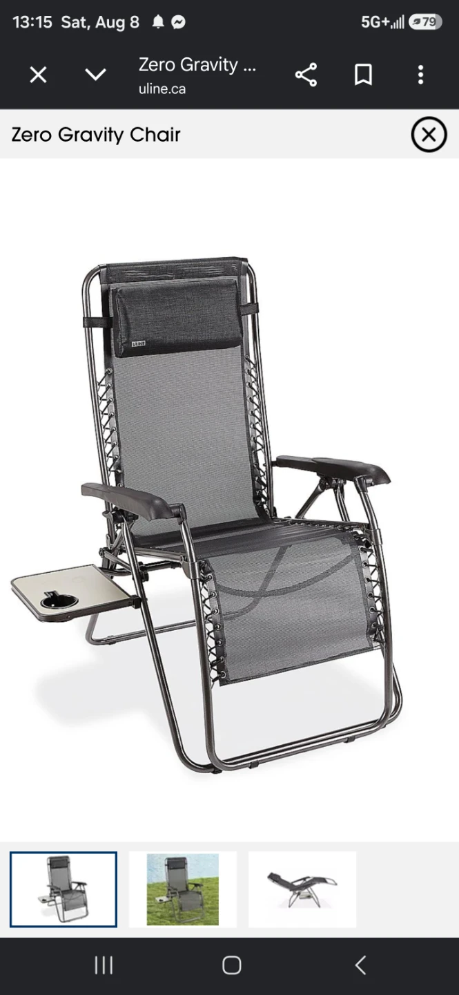 Uline Zero Gravity Chair with Tray - photo 2