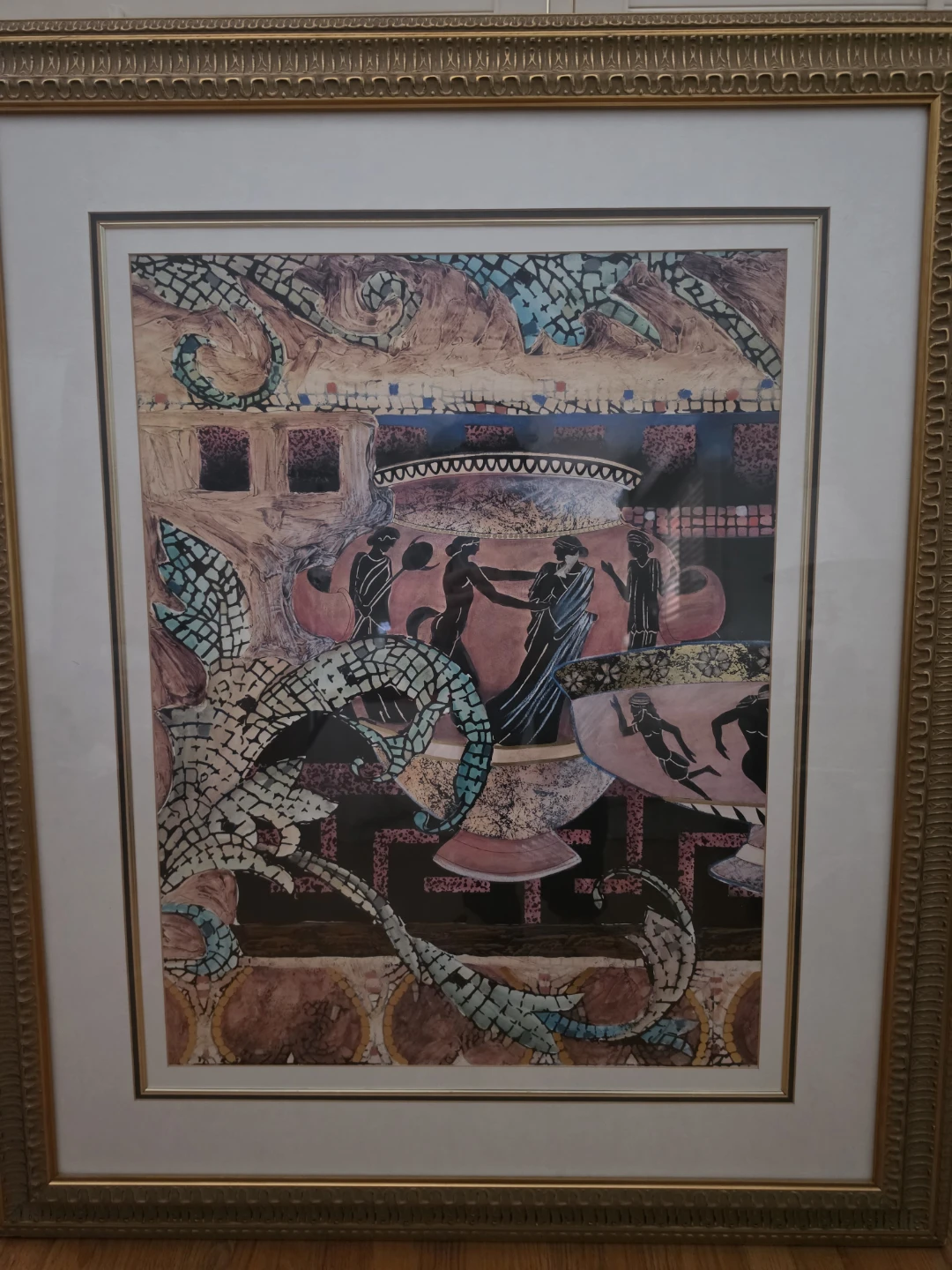 Detailed Golden Framed Mediterranean Art Print - photo 2