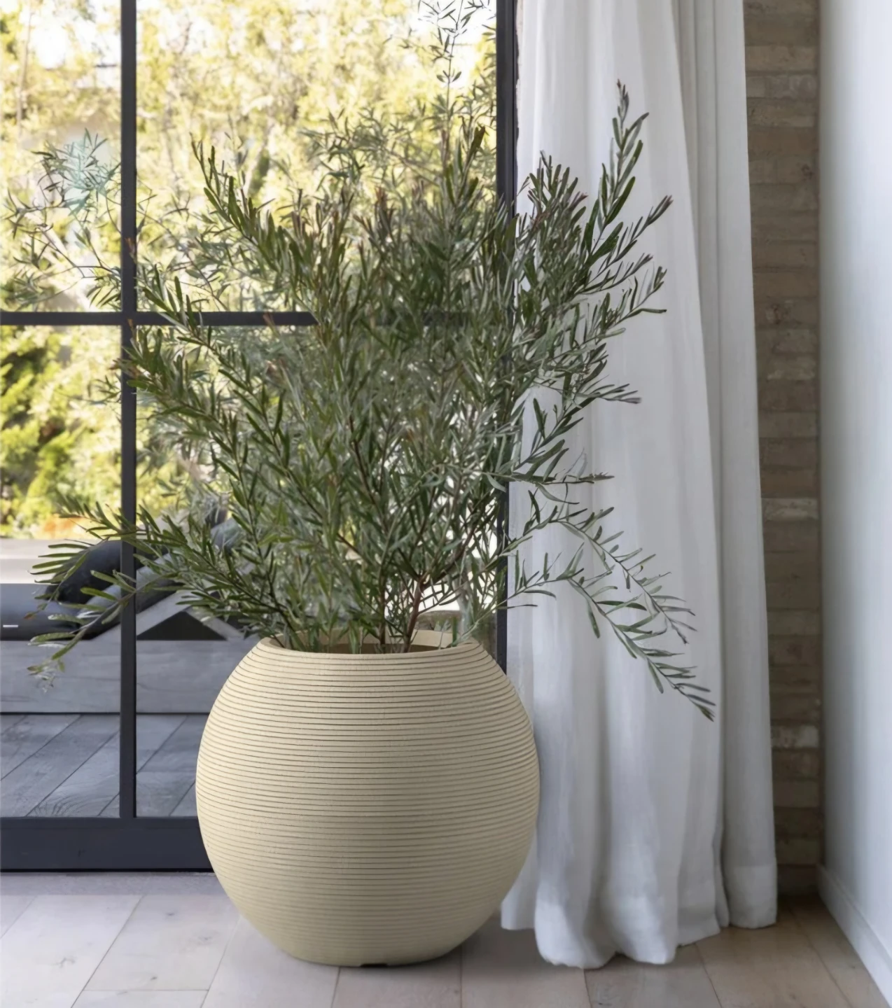 Modern Spherical Planter Pot - Beige