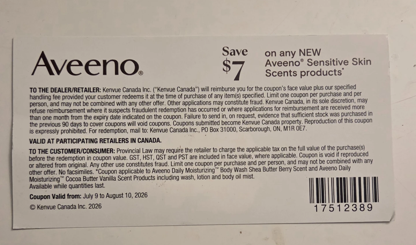 Save $7 Coupon for New Aveeno Sensitive - photo 2