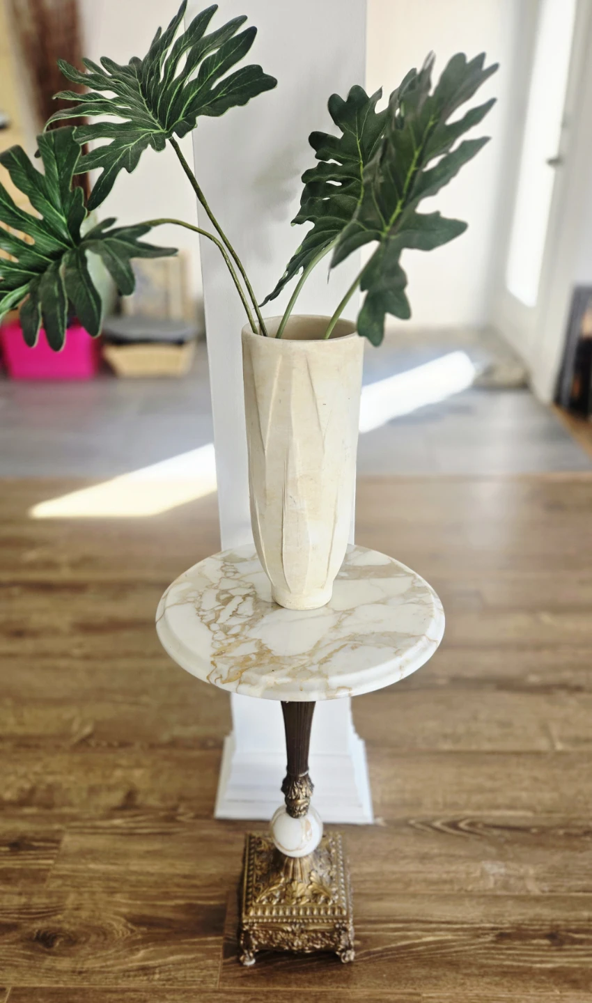 Marble Top Pedestal Side Table