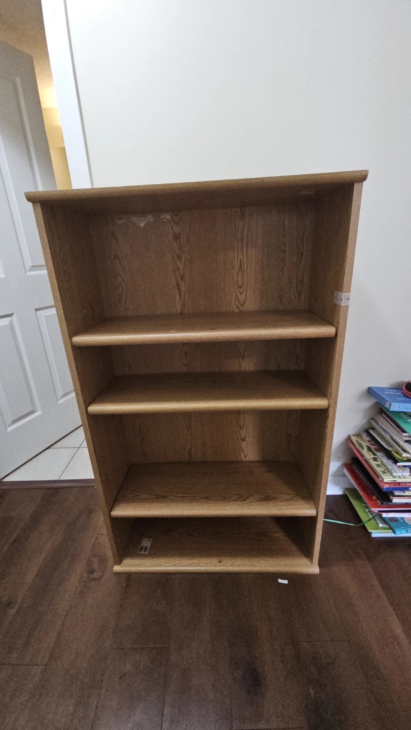 Oak Veneer 3-Shelf Bookcase