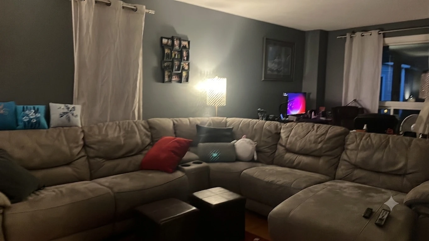 Taupe Sectional Sofa with Recliners