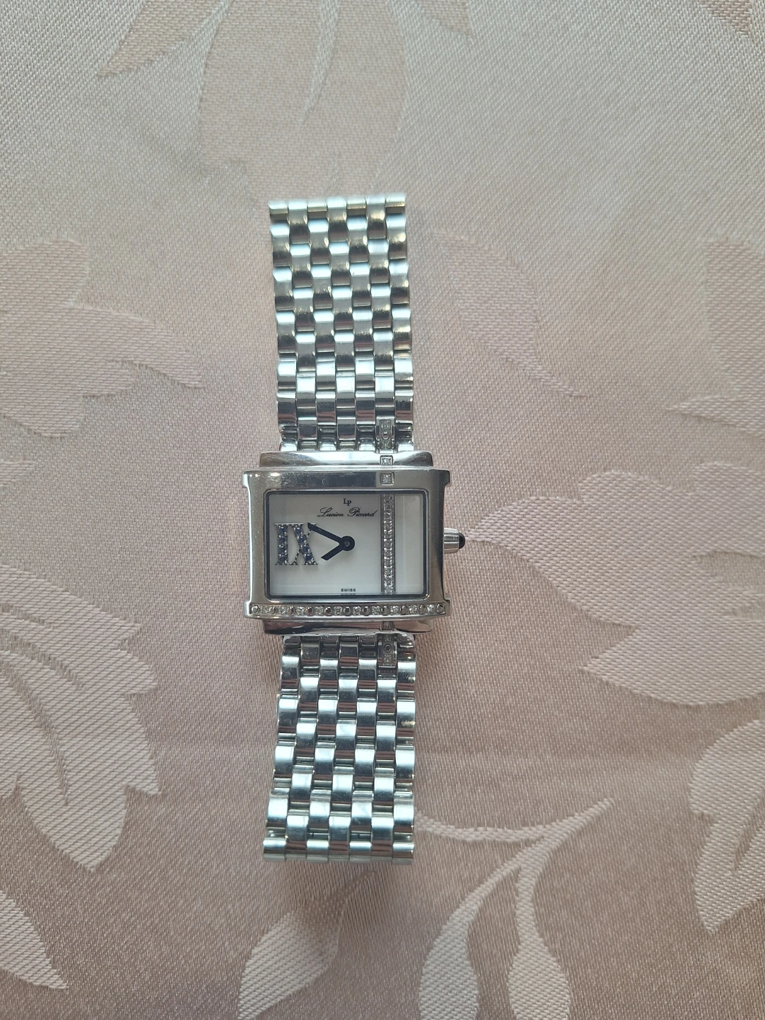 Lucien Piccard Swiss "Virtue" Diamond & Sapphire Tank Watch 💎