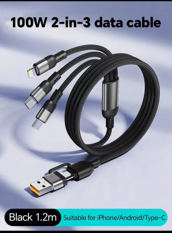 100W 2-in-3 Fast Charging Data Cable - photo 4