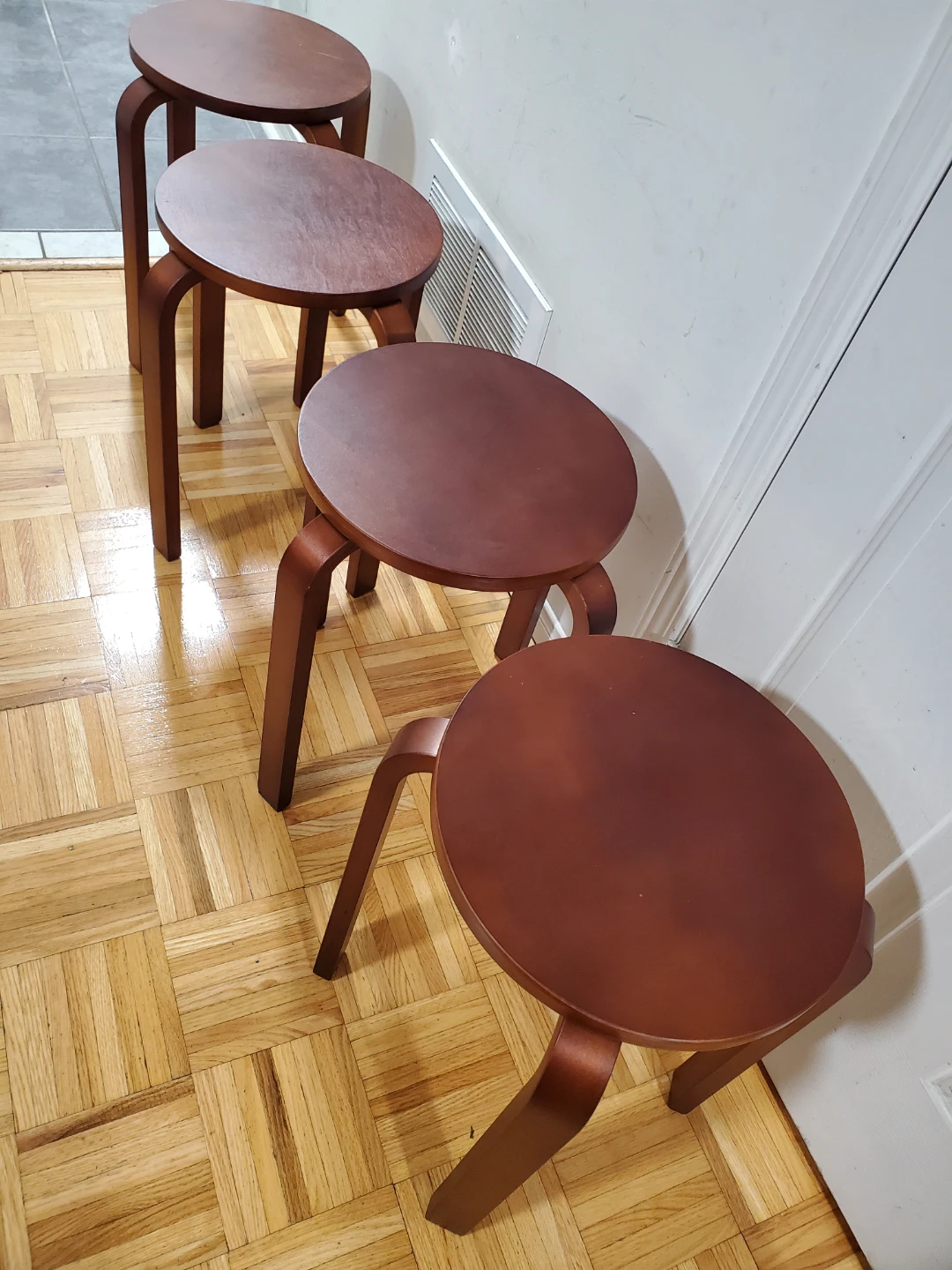 Set of 4 Stackable Wooden Stools