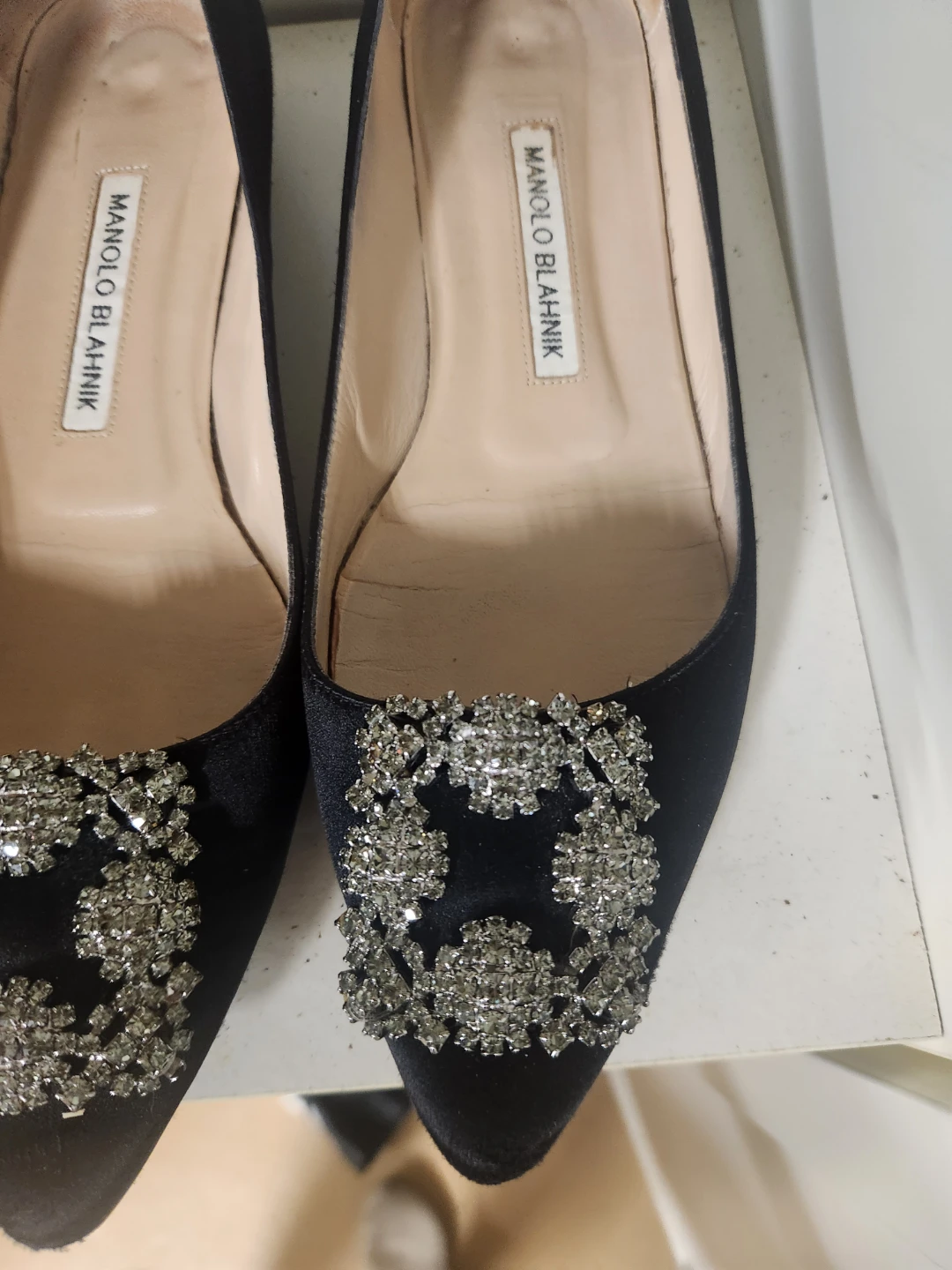 Manolo Blahnik Black Embellished Flats