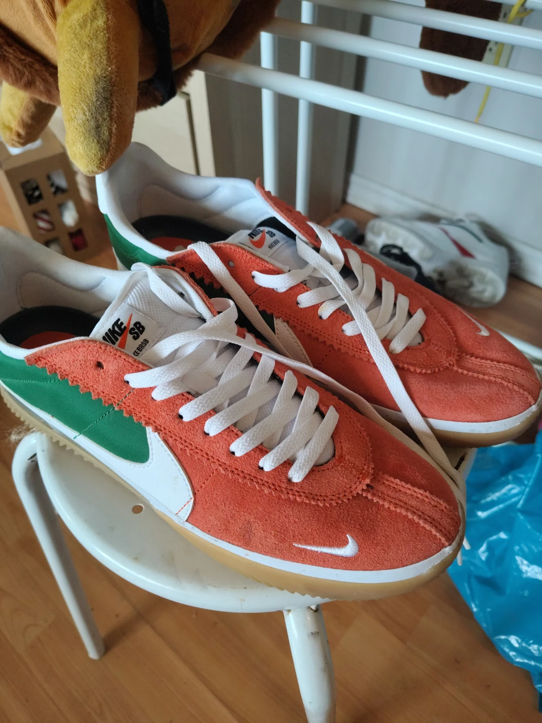 Nike SB Orange Green White Suede Sneakers