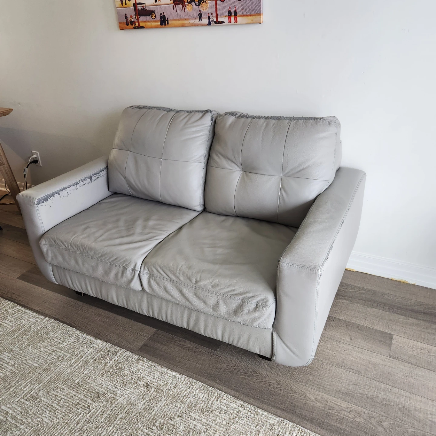 Grey Synthetic Leather Loveseat Sofa - photo 4