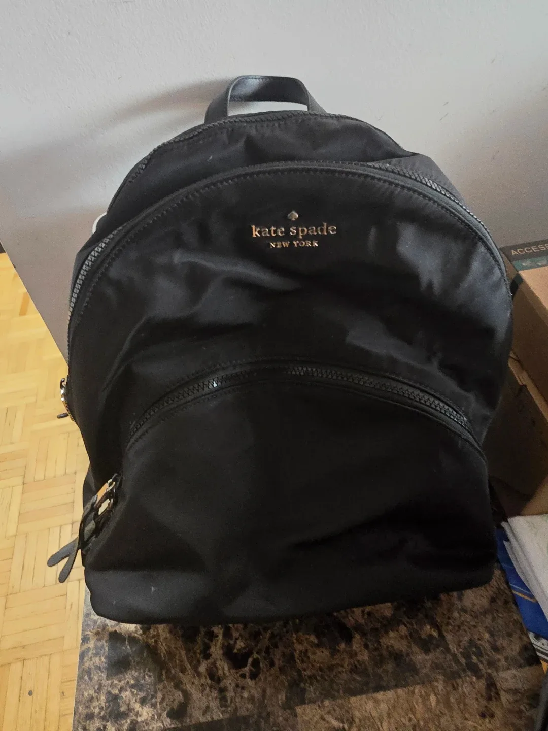 Kate Spade Black Nylon Backpack 3 compartment