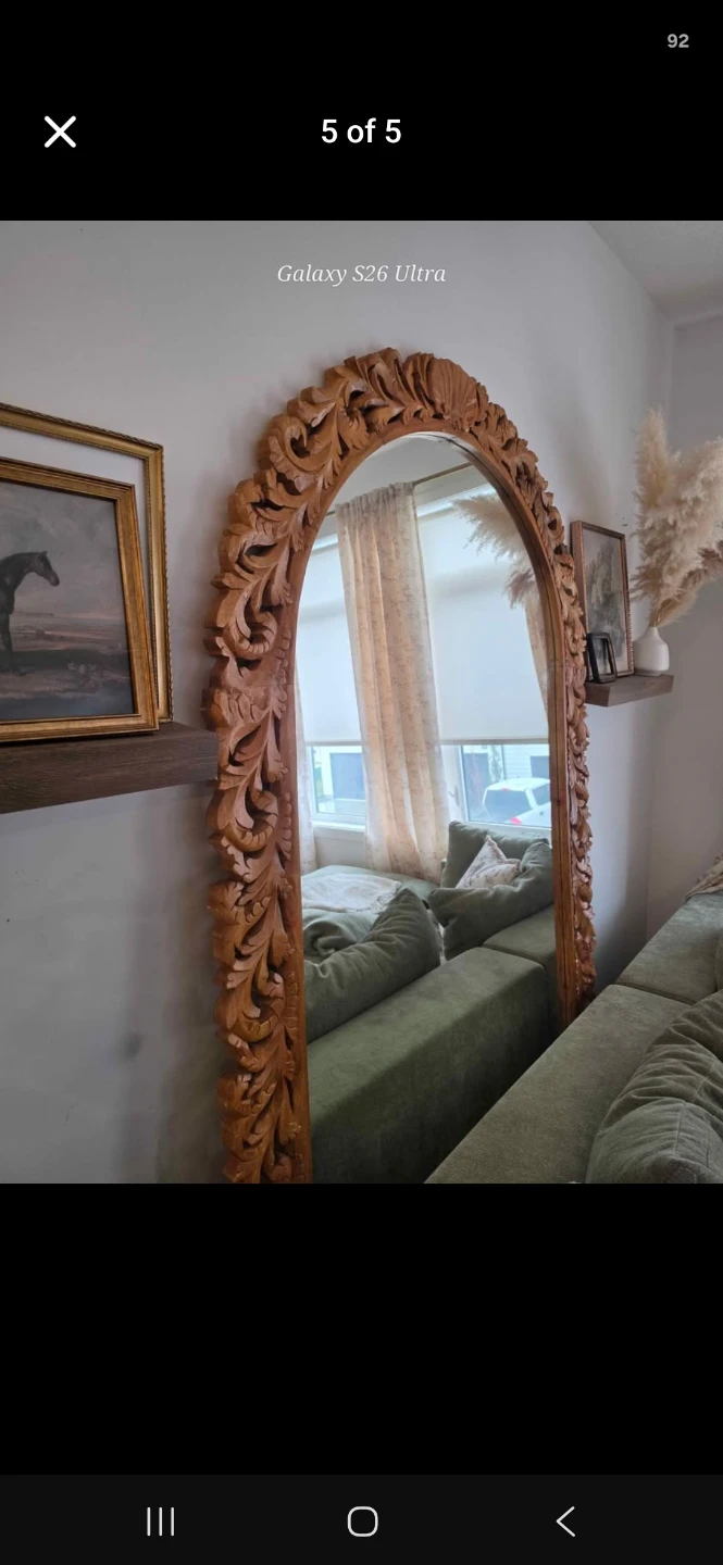 Carved Wood Arched Mirror