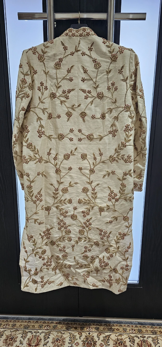 Brand New-Men's Embroidered Sherwani with Red Scarf - photo 5