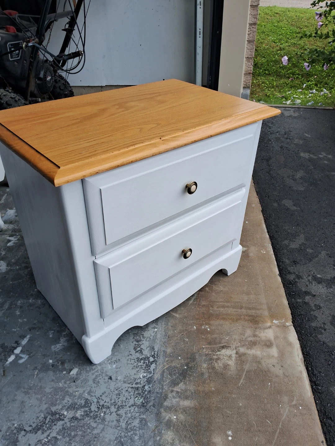 Two-Drawer Nightstand with Wood Top