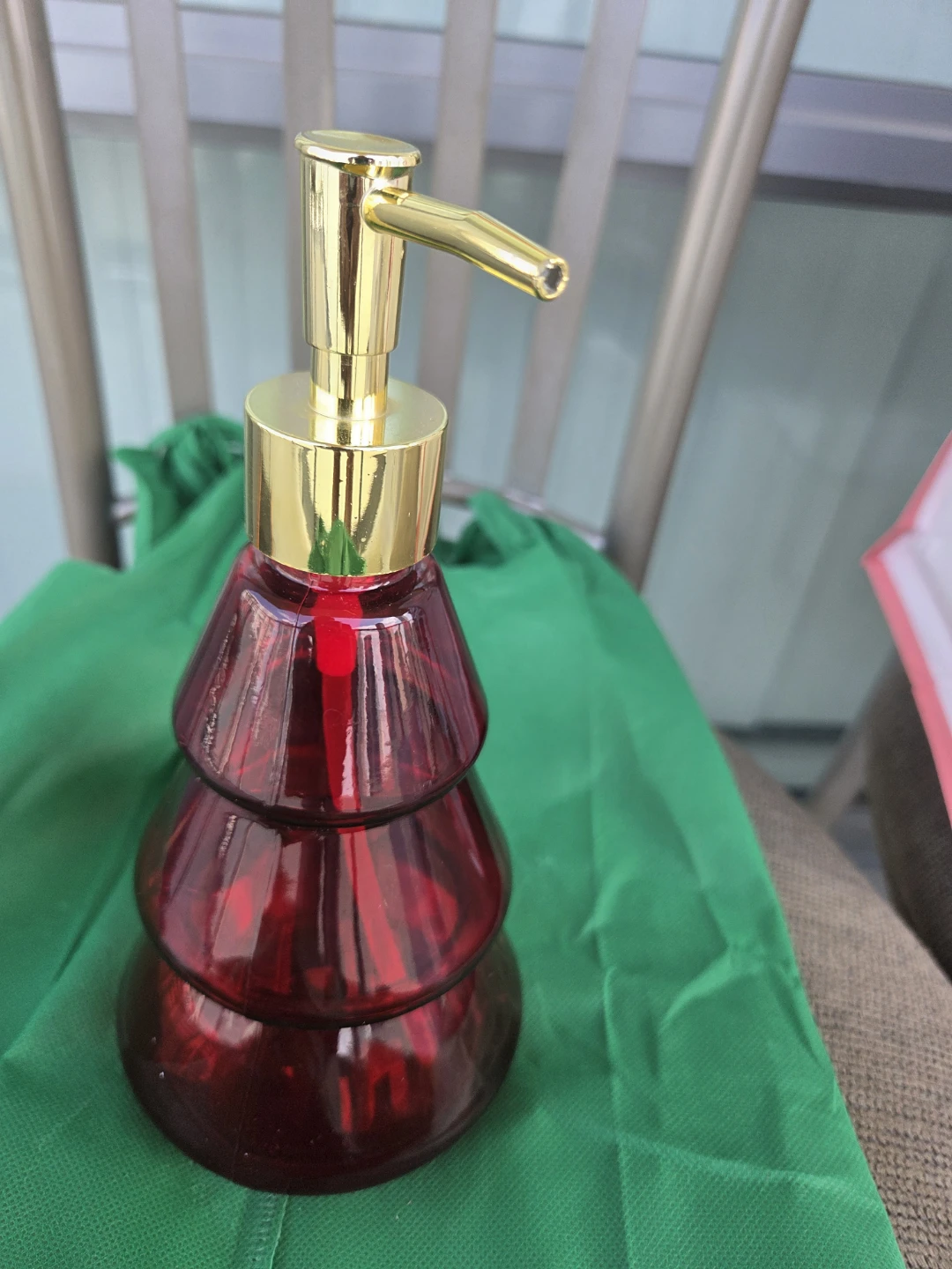 Glass Soap Dispenser - Red Tree Shape - photo 2