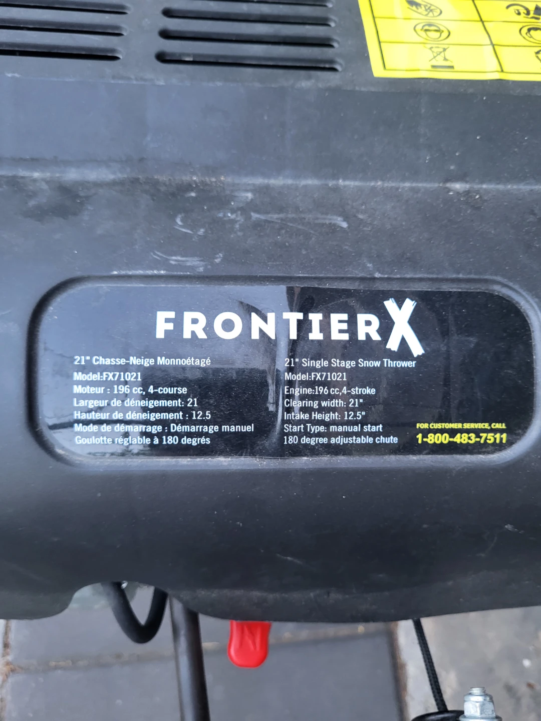 FRONTIERX 21" Single Stage Snow Thrower - photo 3