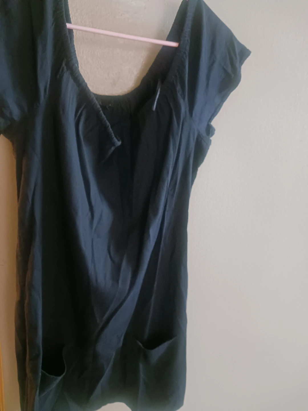 THEORY Black Off-the-Shoulder Tunic dress