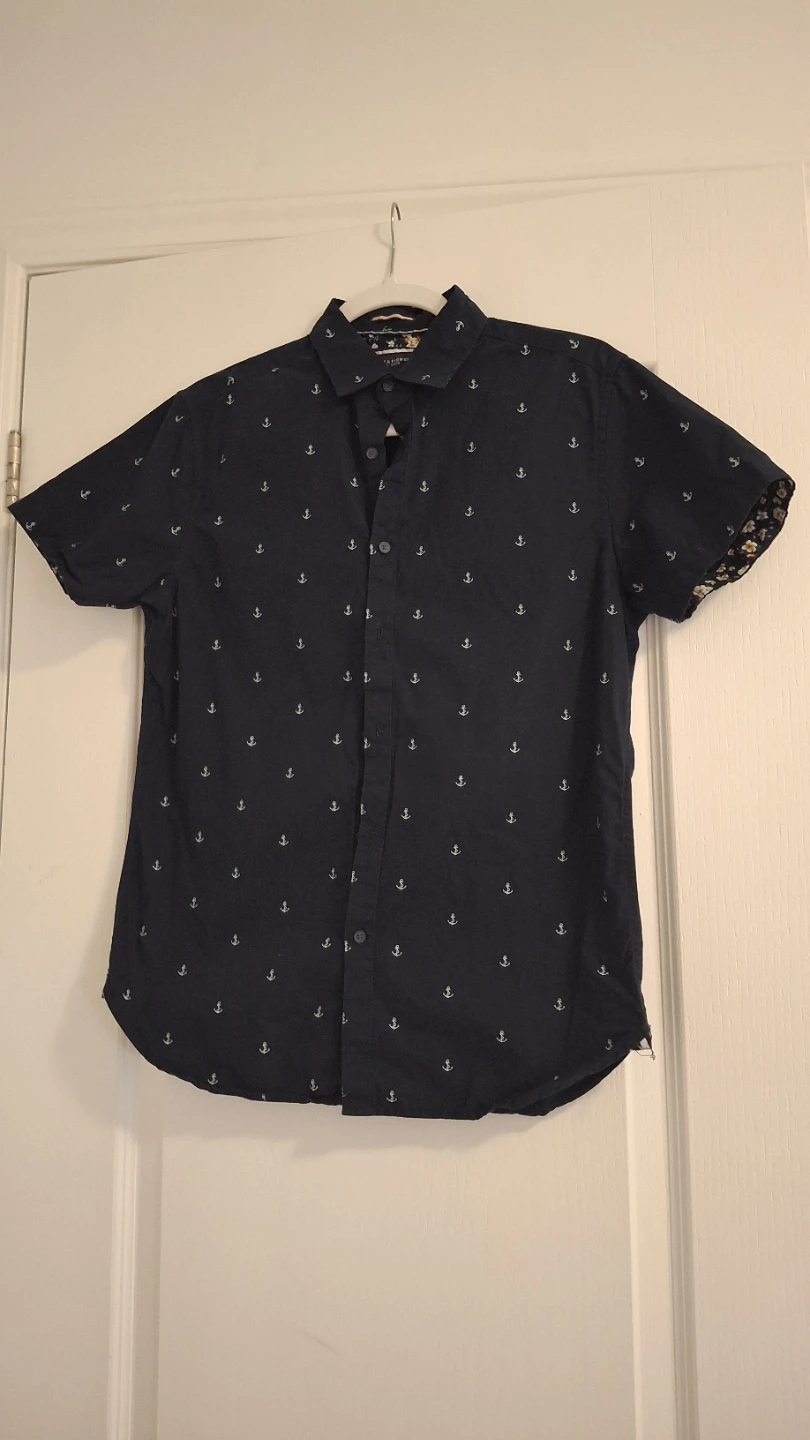 Navy Anchor Print Short Sleeve Shirt