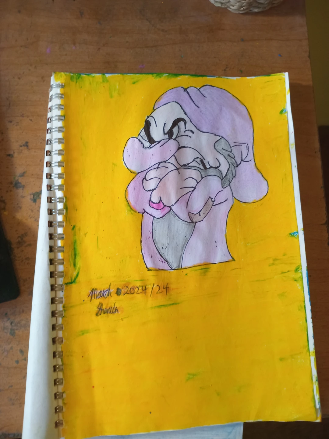 YELLOW BACKGROUND GRUMPY  DRAWING ILLUSTRATION - photo 5