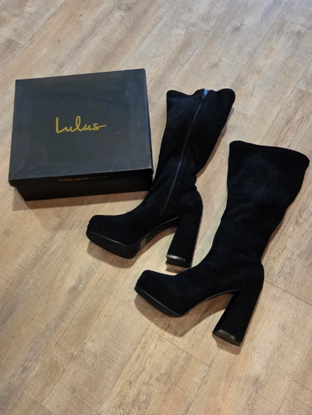 Lulus Black Suede Knee High Boots Size 10 - photo 3
