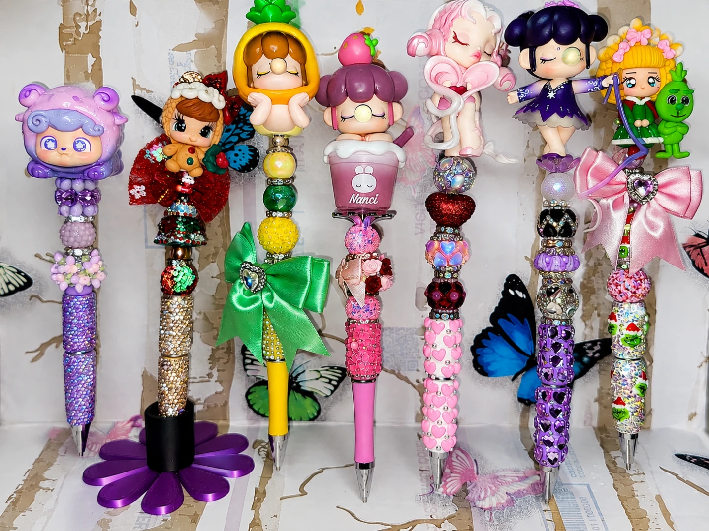 Handmade Beaded Pens with Character Toppers