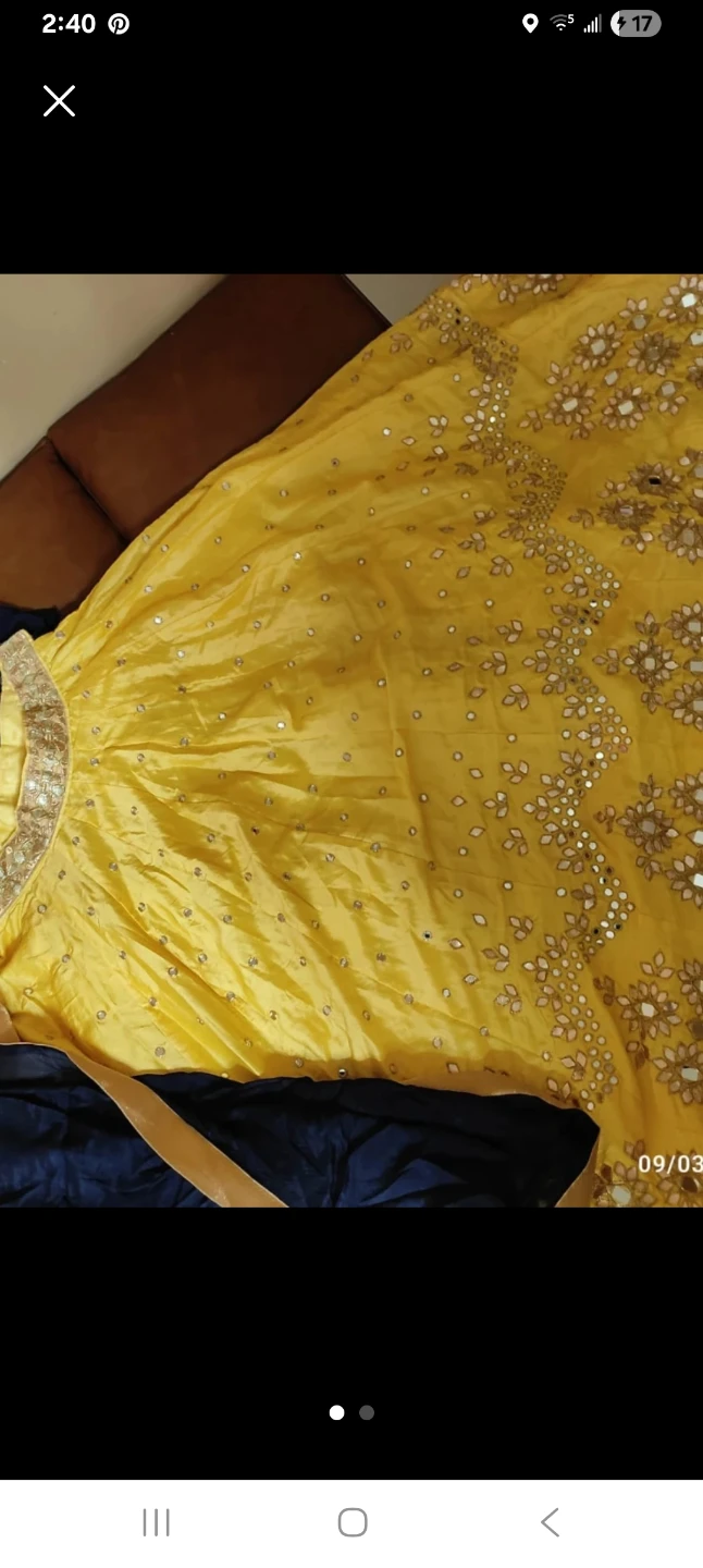 Yellow skirt with mirror work