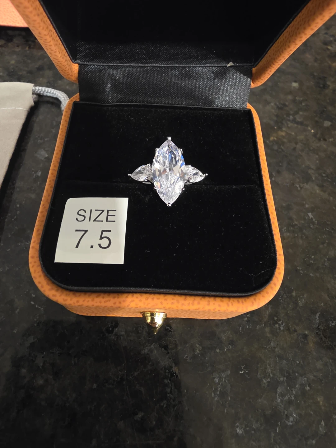 Marquise Cut Moissanite Ring with GRA Certificate - Size 7.5 - photo 3