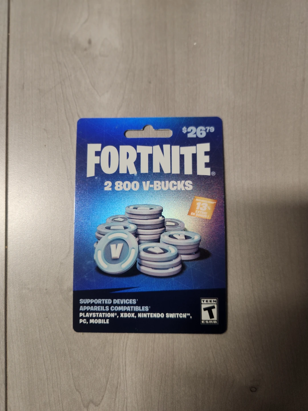 Fortnite 2800 V-Bucks Gift Card Not Redeemed