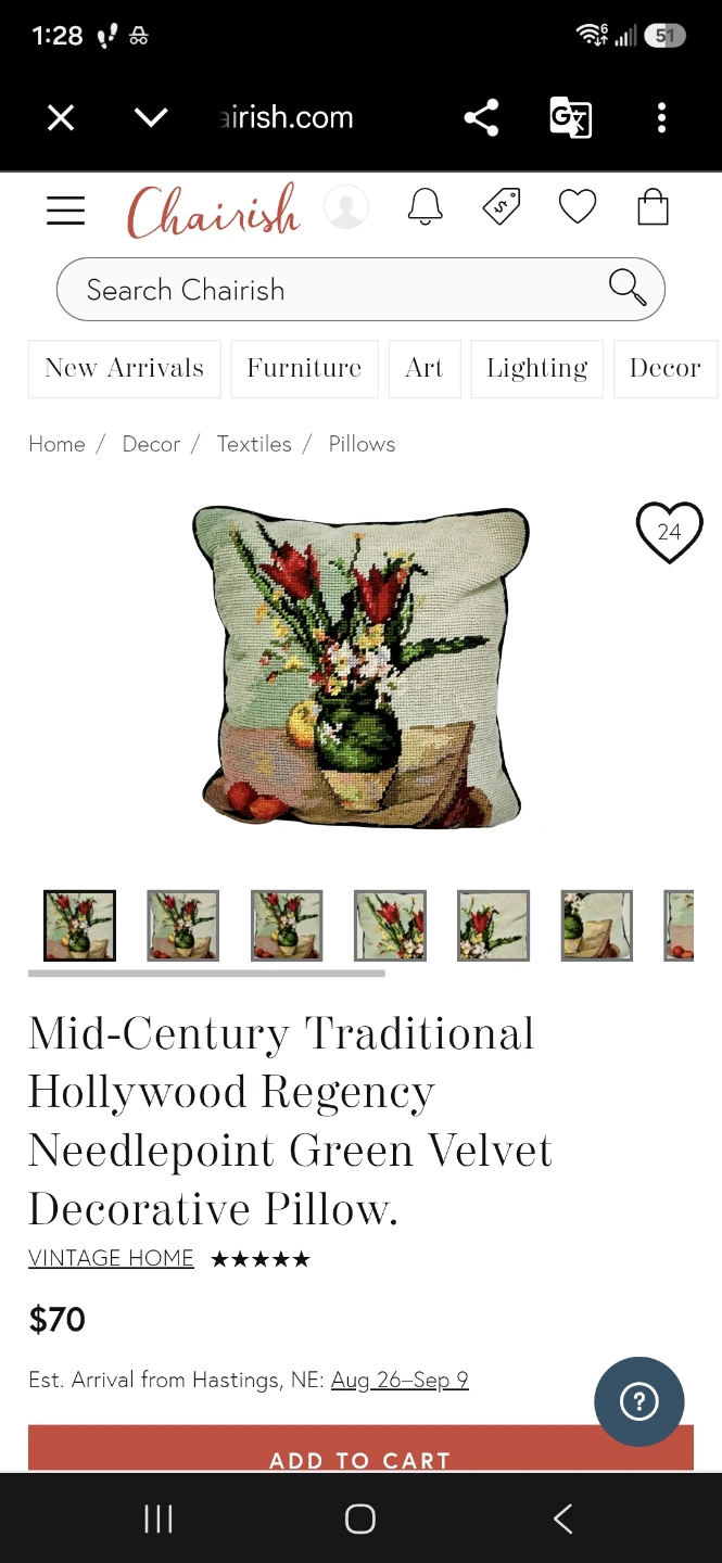 Vintage Mid-Century Needlepoint Tulip & Velvet Pillow - photo 4