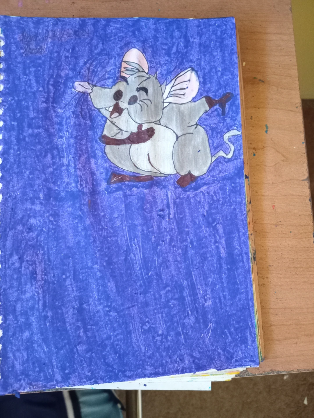 PURPLE-BLUE MOUSE DRAWING BY CUSTOM ARTIST SHERWIN