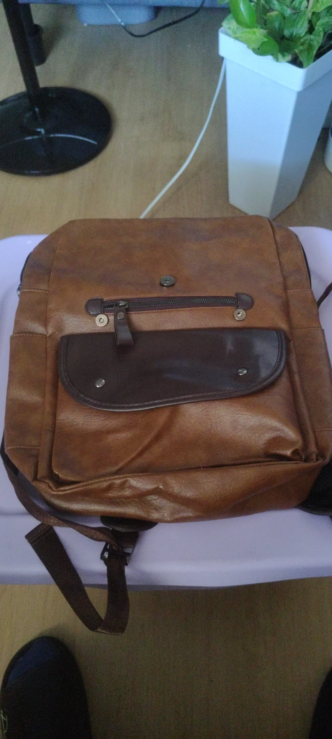 Brown Faux Leather Backpack