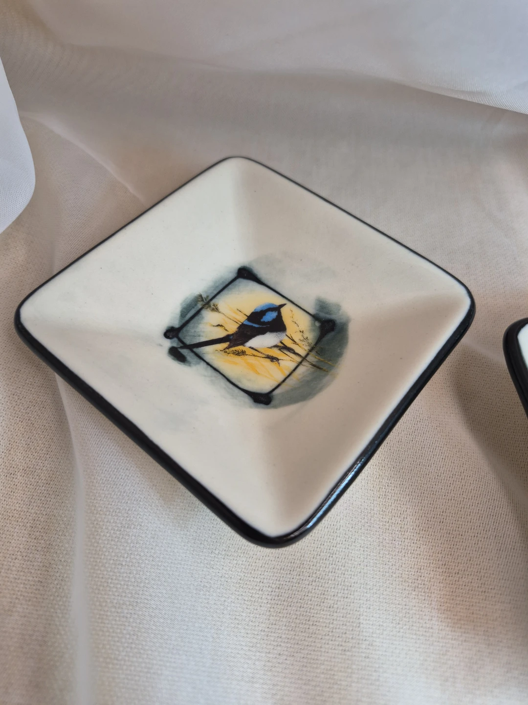 Pair of Hand Painted 3 1/2" x 3 1/2" Pottery Trinket Sauce Etc. - photo 4