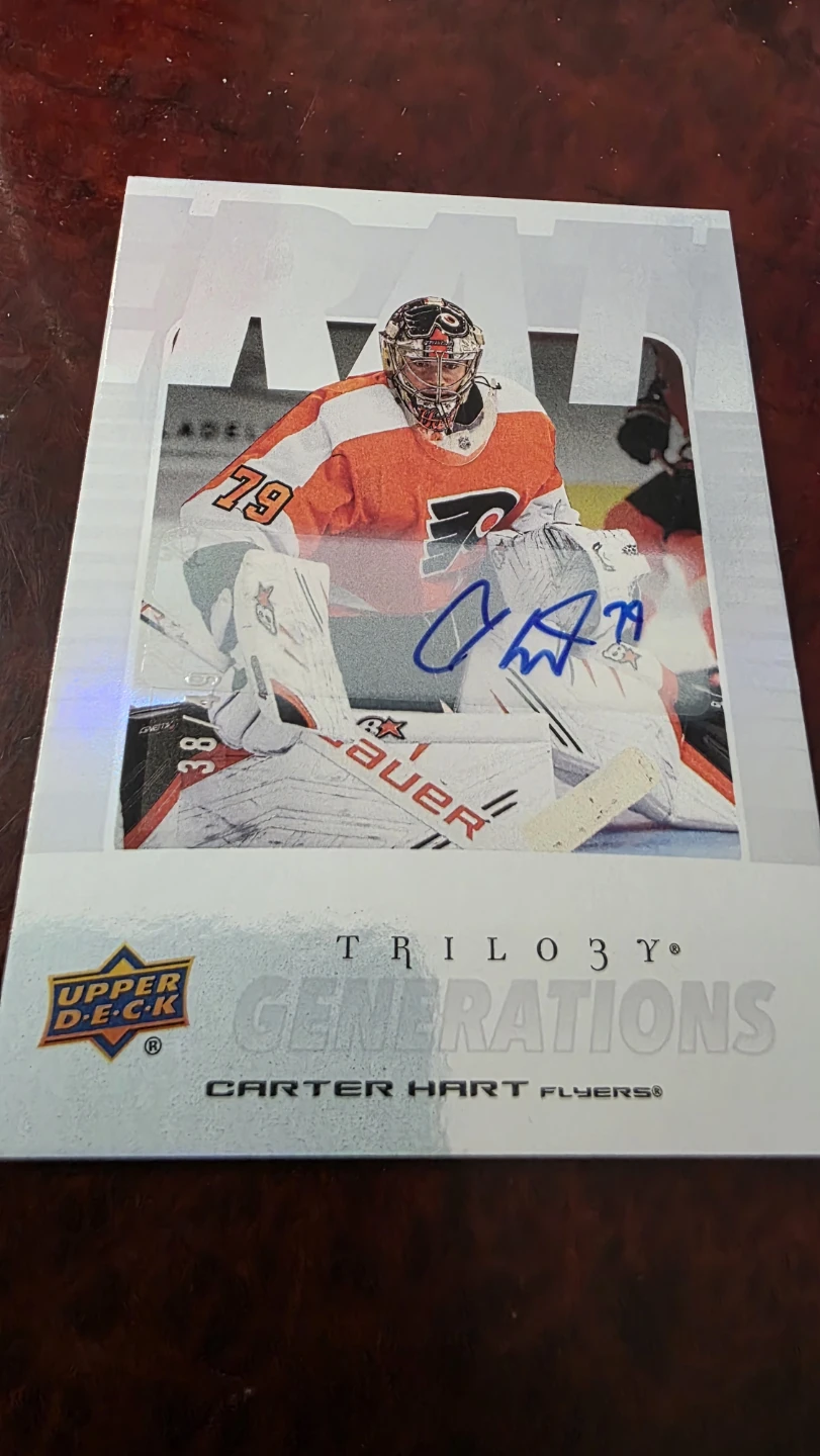 Carter Hart 2023-24 Upper Deck Trilogy Autograph Hockey Card
