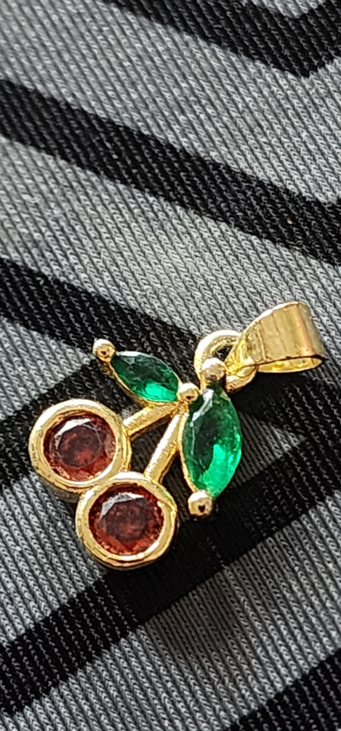 Cherry Charm with Red and Green Stones - photo 3