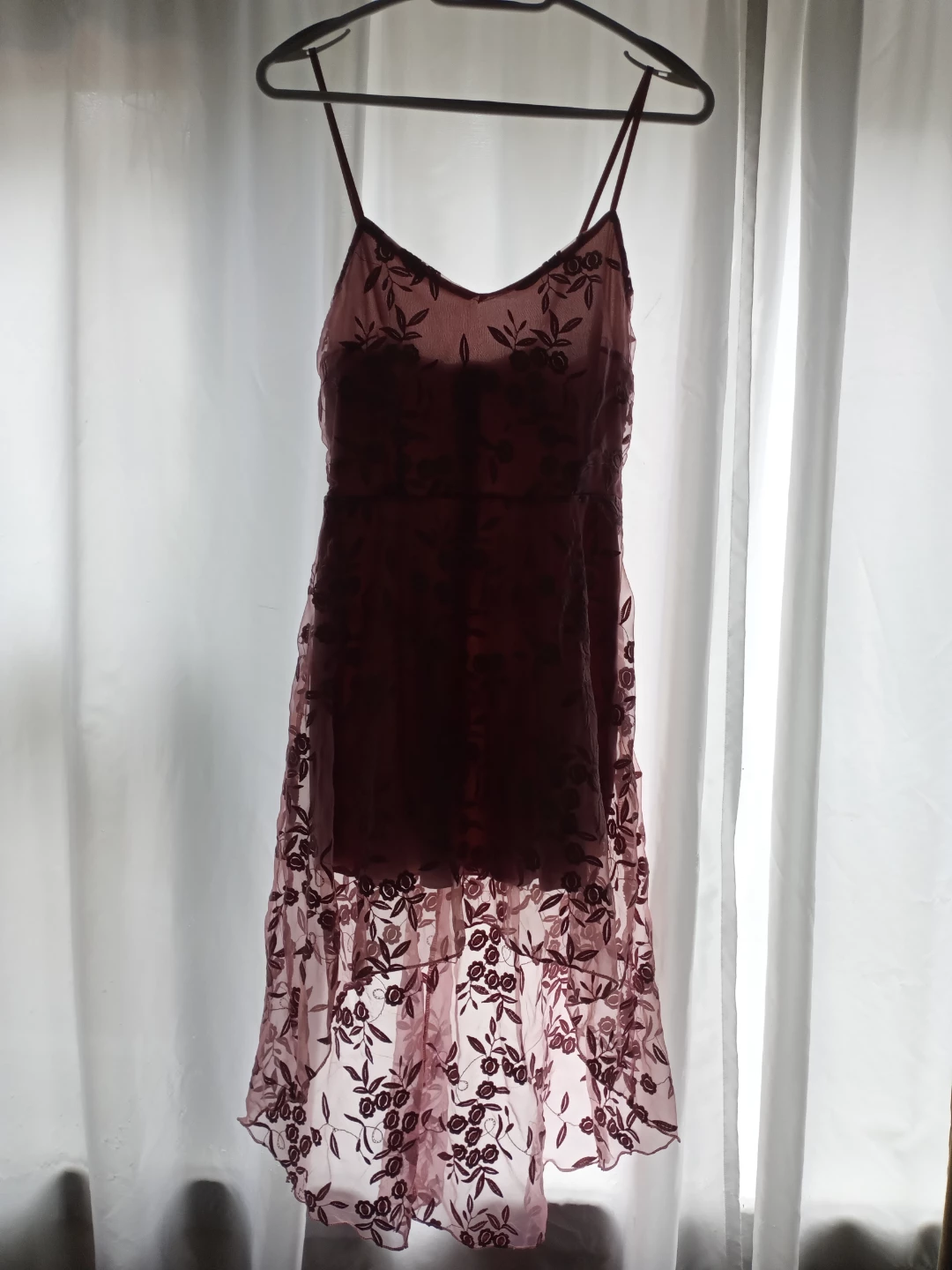 Sheer embroidered cami dress