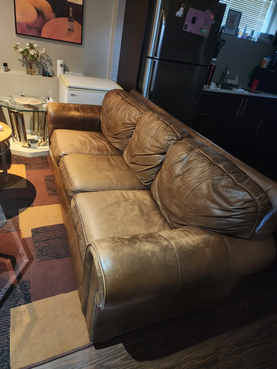 Brown Leather Sofa - photo 3