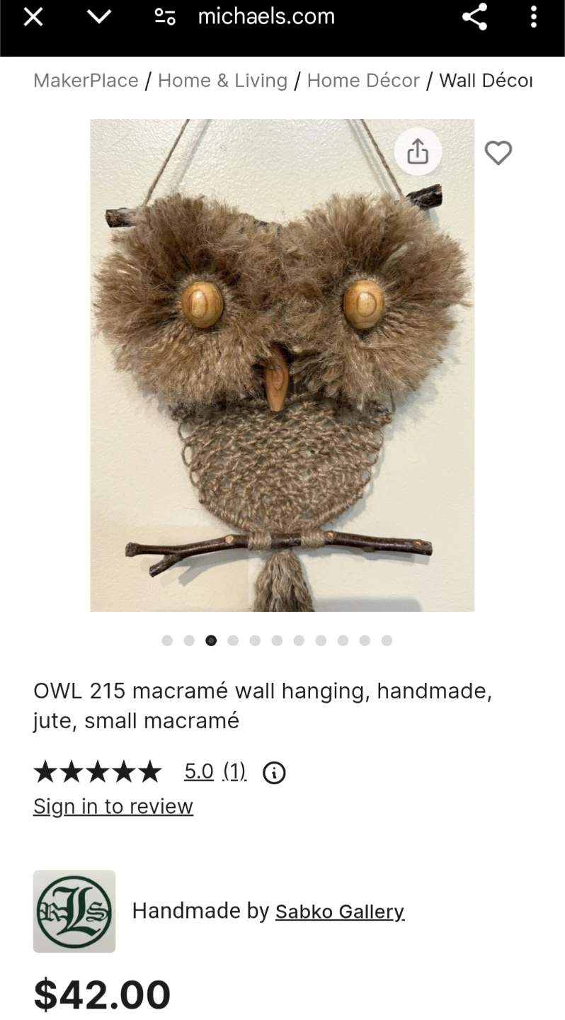 Owl Macrame / Handmade - photo 2