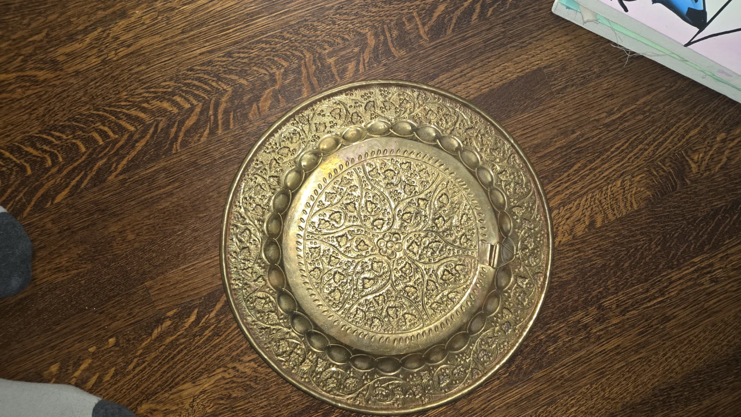 Vintage Hand-Engraved Brass Charger Plate - photo 2