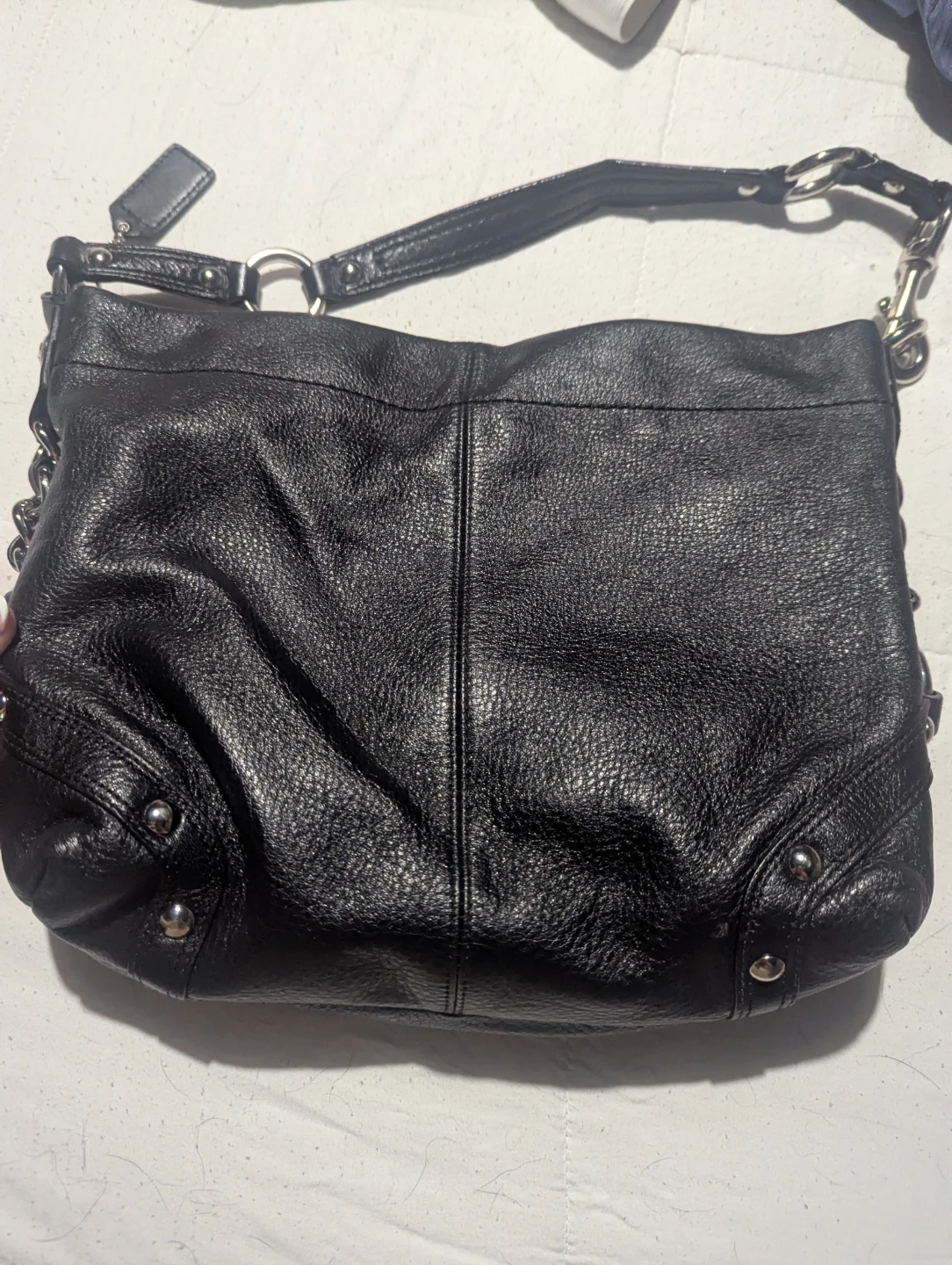 Black Coach Leather Hobo Handbag