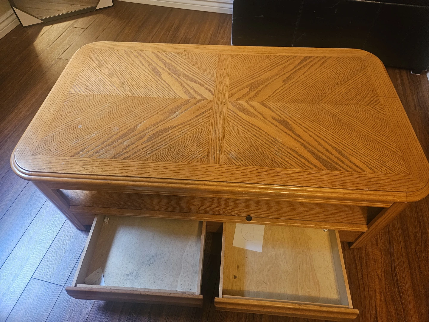 Oak Coffee Table with Two Drawers