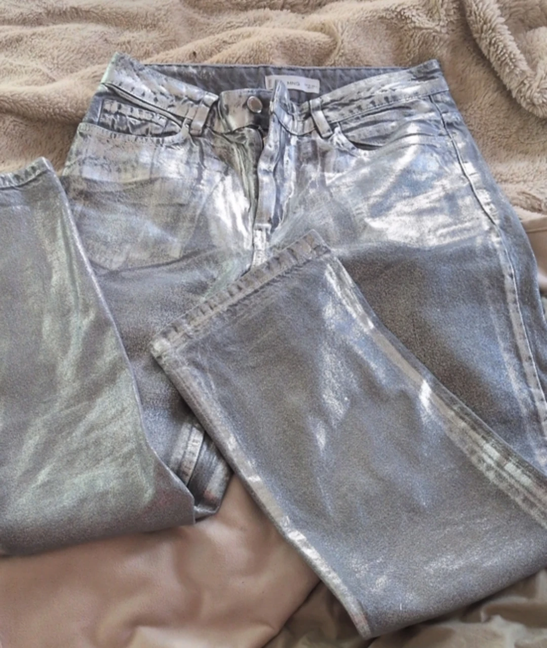 Metallic silver denim jeans sz 28 - photo 3