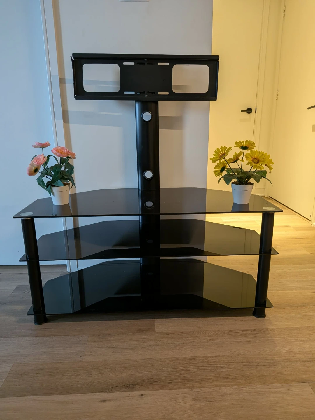 Black Glass TV Stand with Mount