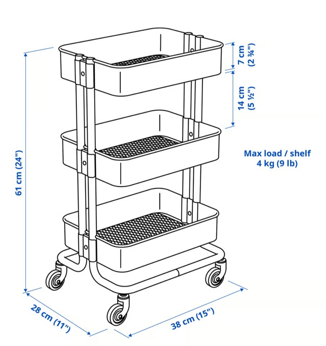 IKEA RÅSKOG Utility cart, gray-green - photo 2